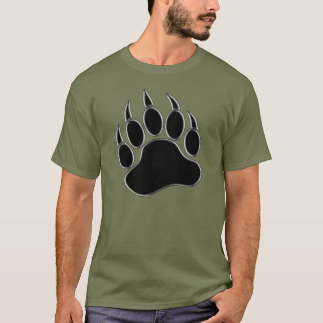 Gay Bear Pride 3D Silver frame Bear paw T-Shirt (Front)