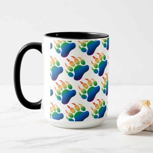 Gay Bear Pride Bear Paw Wrapping Paper Mug (With Donut)