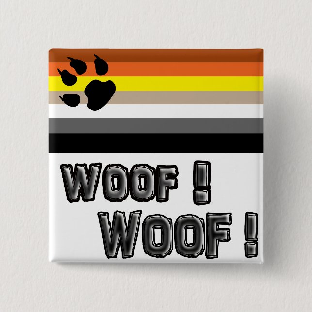 Gay bear pride button. 15 cm square badge (Front)