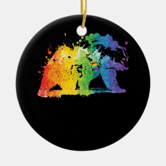 Gay Bear Pride Ceramic Tree Decoration (Front)