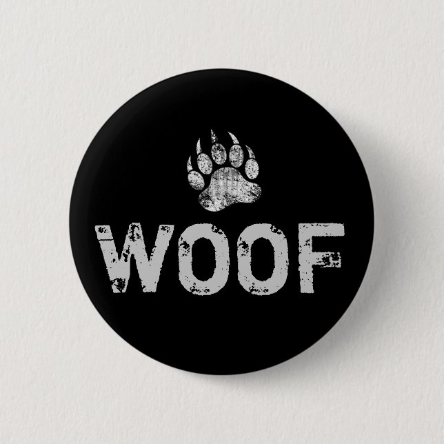 Gay Bear Pride distressed Bear Paw WOOF 6 Cm Round Badge (Front)