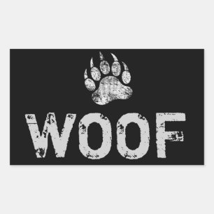 Gay Bear Pride distressed Bear Paw WOOF Rectangular Sticker