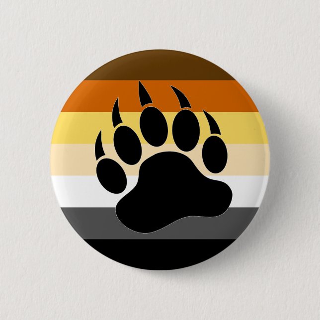 Gay Bear Pride Flag Bear Paw 6 Cm Round Badge (Front)