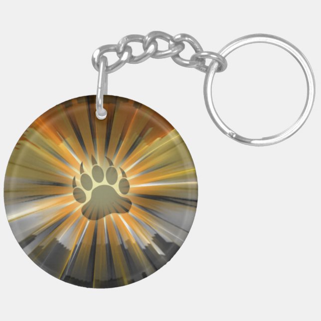 Gay Bear Pride Flag Bear Paw Key Ring (Back Right)