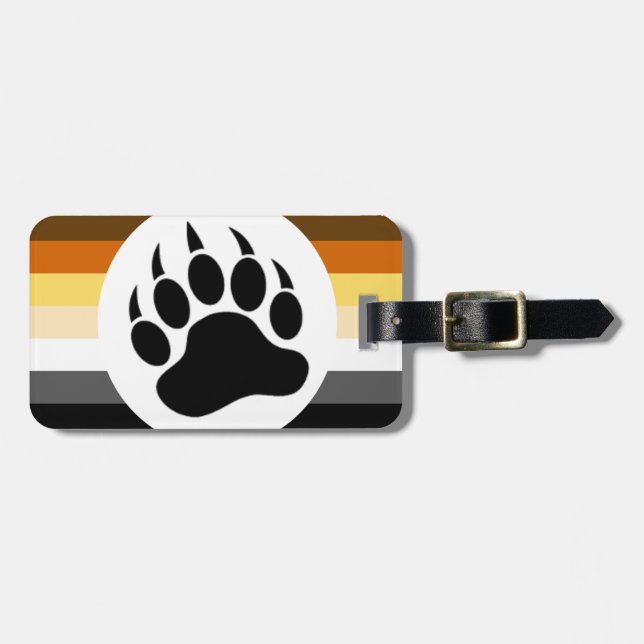 Gay Bear Pride Flag Bear Paw Luggage Tag (Front Horizontal)