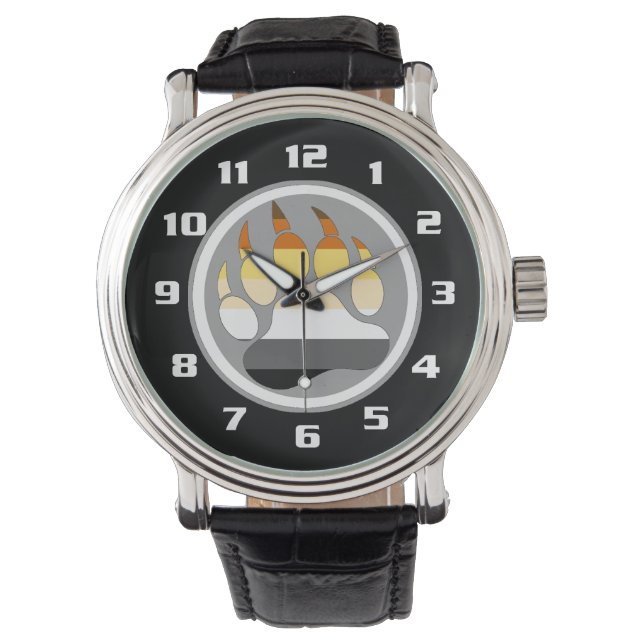 Gay Bear Pride Flag Bear Paw Watch (Front)
