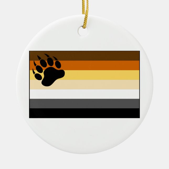 Gay Bear Pride Flag Ceramic Tree Decoration (Front)
