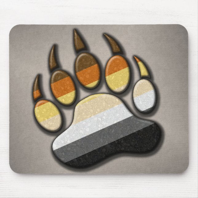 Gay Bear Pride Flag Colored Paw Symbol Mouse Mat (Front)