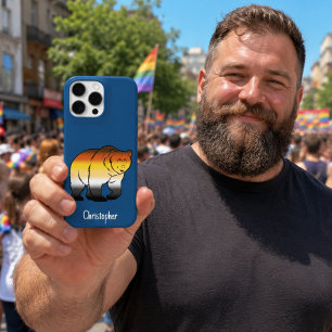 Gay Bear Pride Flag Coloured Bear Custom Name iPhone 16 Pro Max Case