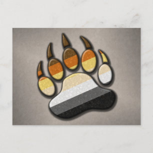 Gay Bear Pride Flag Coloured Paw Symbol Postcard