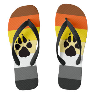 Gay Bear Pride Flag Colours LGBT Wide Straps Flip Flops