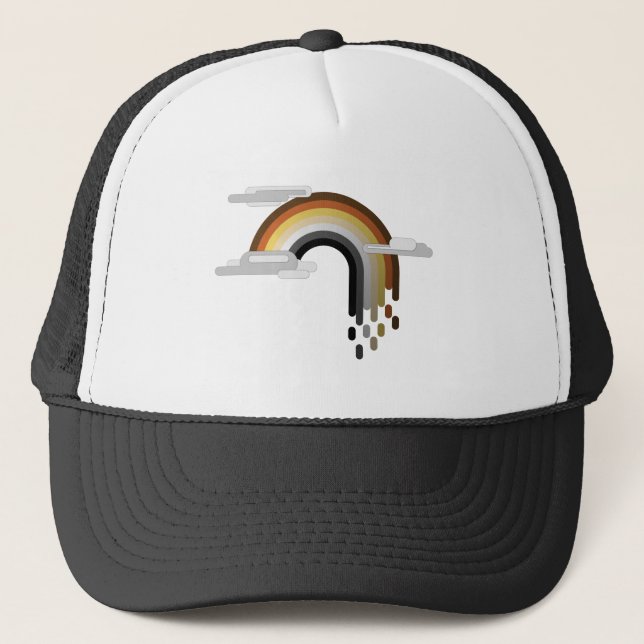 Gay Bear Pride Flag Minimalist Drip Rainbow Design Trucker Hat (Front)