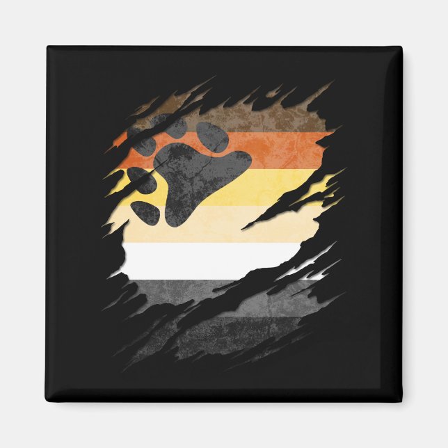 Gay Bear Pride Flag Ripped Reveal Magnet (Front)