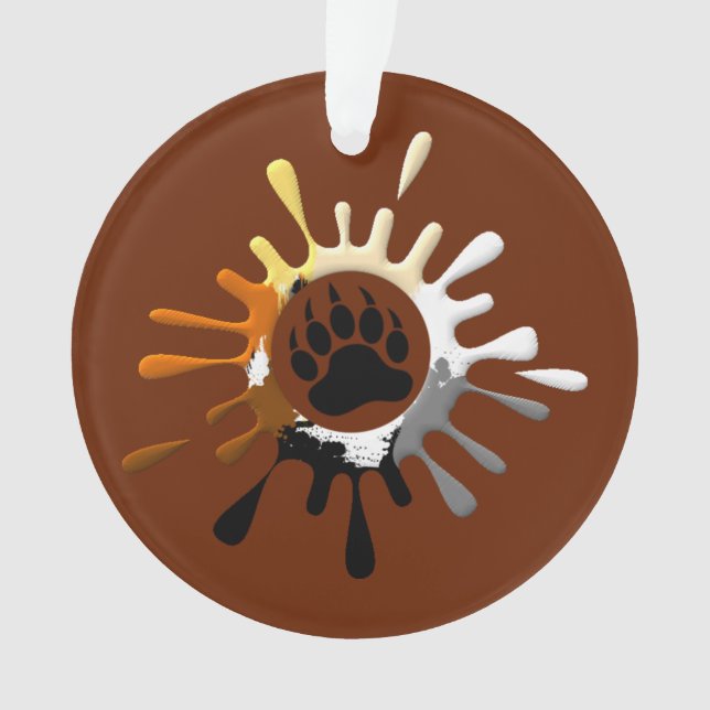 Gay Bear Pride flag Splash Bear Paw Ornament (Front)