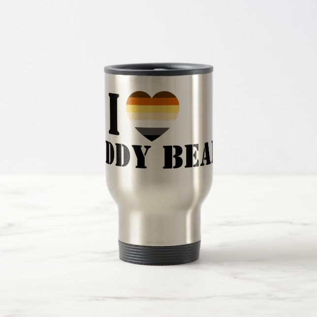 GAY BEAR PRIDE I HEART DADDY BEAR TRAVEL MUG (Center)
