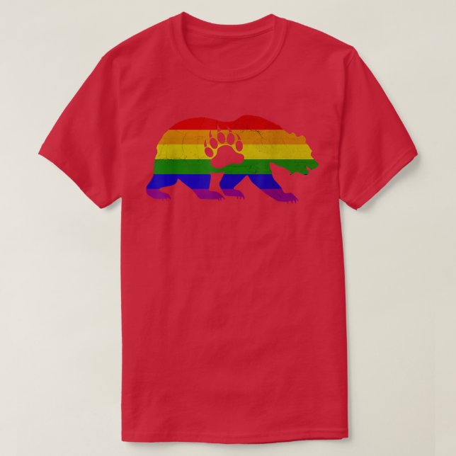 Gay Bear Pride  - LGBT Flag Bear Paw  T-Shirt (Design Front)