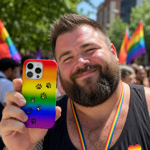 Gay Bear Pride - Rainbow Flag w/  Bear Claw Print iPhone 15 Pro Case