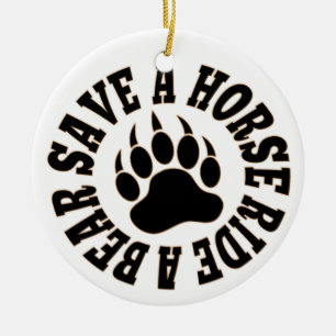 Gay Bear Pride Save A Horse Ride A Bear -Ornament Ceramic Tree Decoration