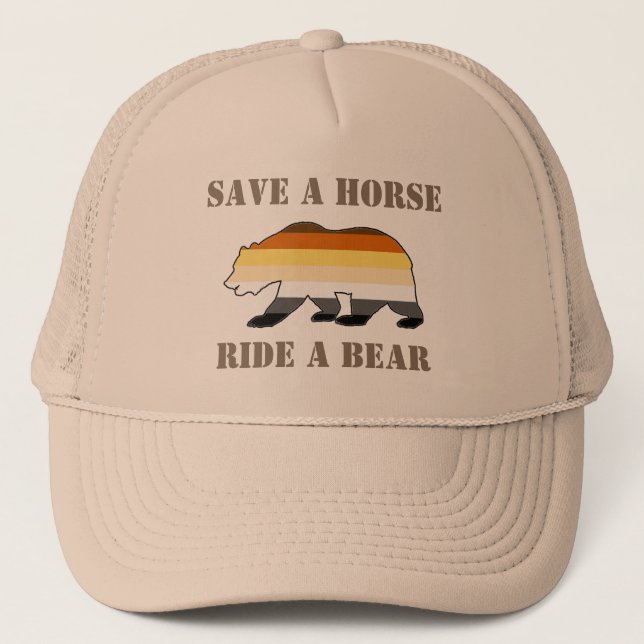 Gay Bear Pride Save A Horse Ride A Bear Trucker Hat (Front)