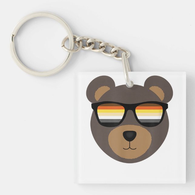 Gay Bear Sunglasses Distressed  Key Ring (Front)