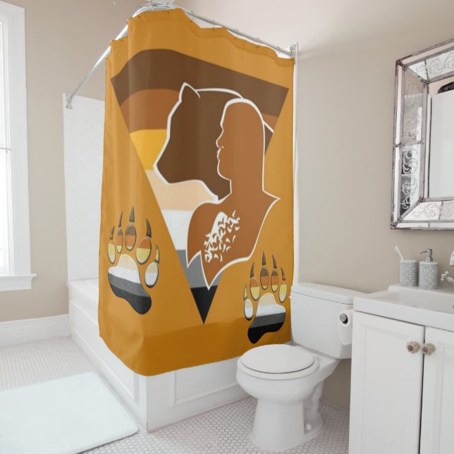 Gay BEAR Ursine Society Flag / Symbol Shower Curtain (In Situ)