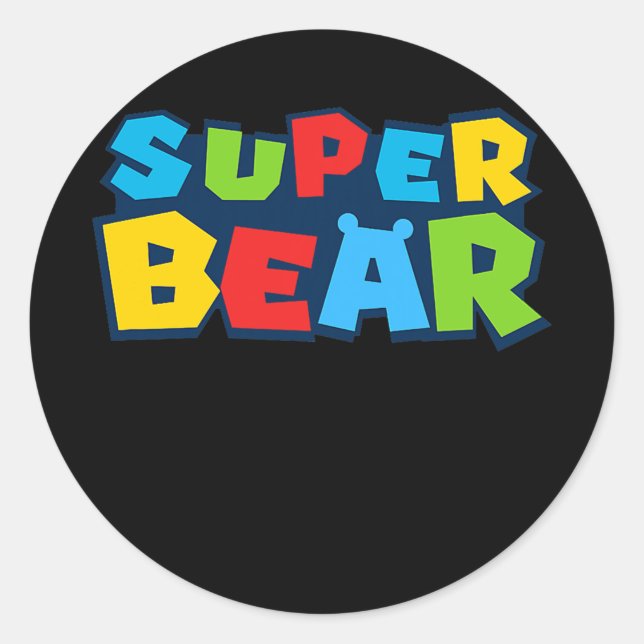 Gay bear with bear pride flag super bear gay classic round sticker (Front)