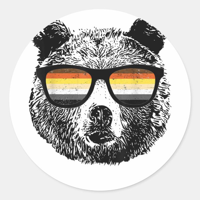 Gay Bear With Sunglasses  Classic Round Sticker (Front)