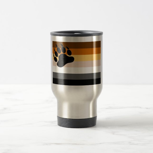GAY BearPride Flag with The Black Paw -Mug Travel Mug (Center)