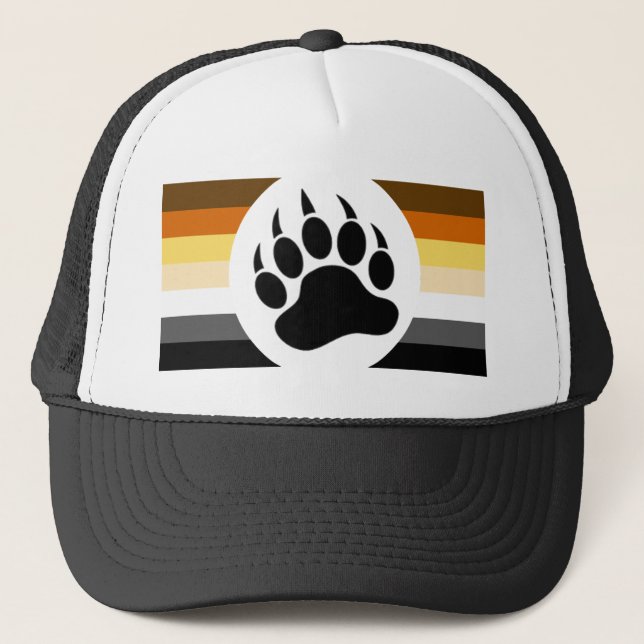Gay Bears Pride Flag and Bear Paw Trucker Hat (Front)