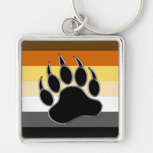 Gay Bears Pride Flag Bear Paw Key Ring