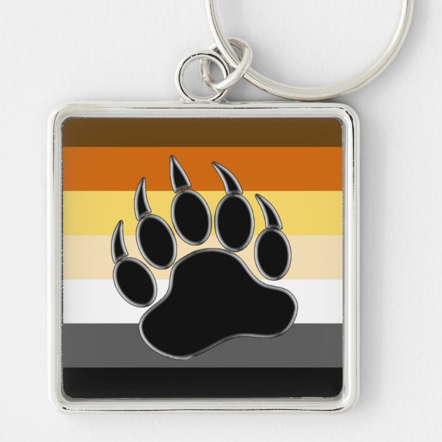 Gay Bears Pride Flag Bear Paw Key Ring (Front)