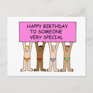 Gay Birthday Men in Underpants Postcard