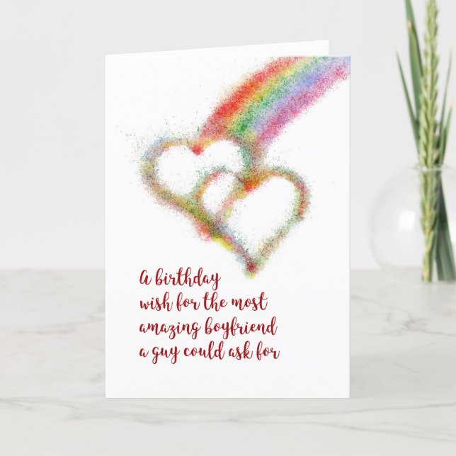 Gay Birthday Wish for Boyfriend, Hearts Card (Front)