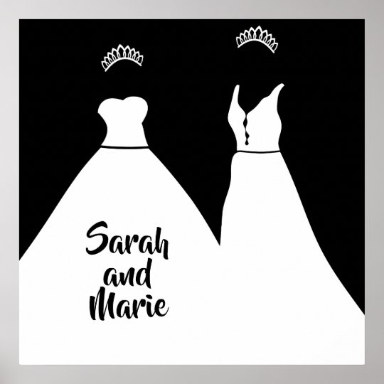 Gay Black And White Lesbian Wedding Program Poster Zazzle Co Uk