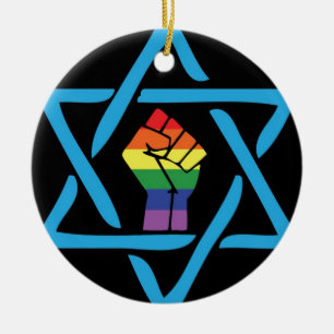 Gay Black Jewish Ceramic Tree Decoration