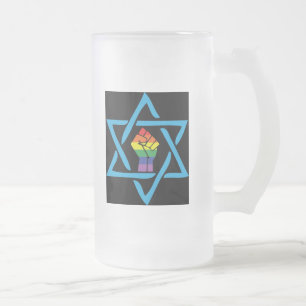 Gay Black Jewish Frosted Glass Beer Mug