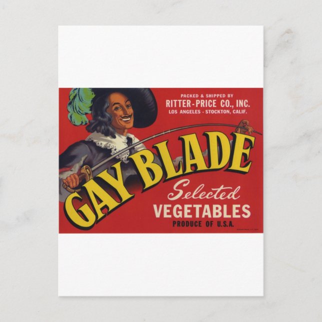Gay Blade Vegetables Postcard (Front)