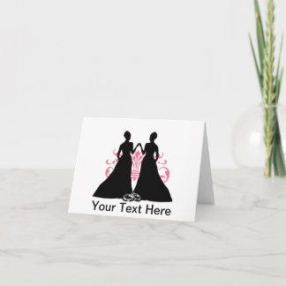 Gay Bride Pink Lesbian Wedding Flourish Art Card
