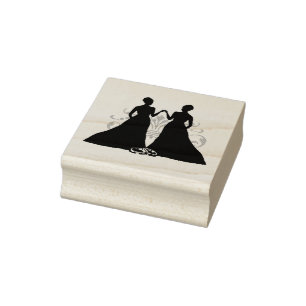 Gay Bride Pink Lesbian Wedding Flourish Art Rubber Stamp