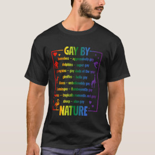 Gay by Nature Funny LGBTQ Pride Month Animals Para T-Shirt