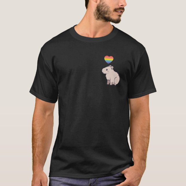 Gay Capybara LGBTQIA Pride Flag Lesbian Anime Kawa T-Shirt (Front)