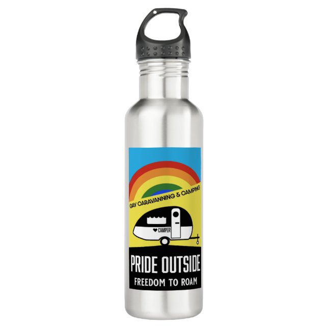 Gay caravan camping 710 ml water bottle (Front)