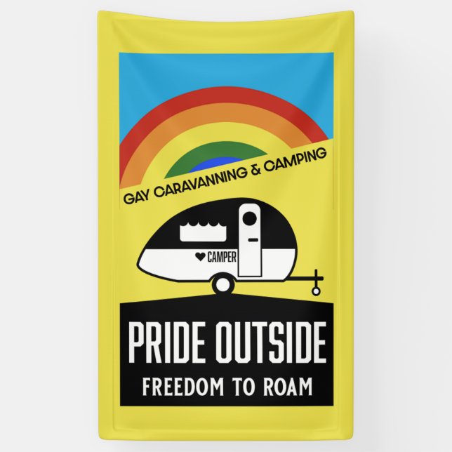 Gay caravan camping banner (Vertical)