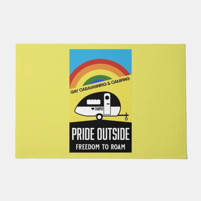 Gay caravan camping doormat (Front)