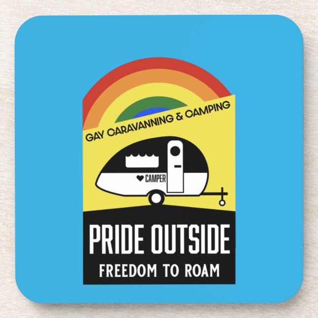 Gay caravan camping T-Shirt Coaster (Front)