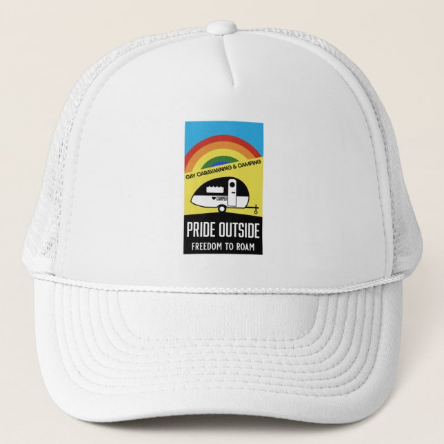 Gay caravan camping trucker hat (Front)