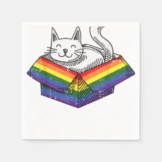 Gay Cat Pride Rainbow Cute Kitten Kitty Proud LGBT Napkin