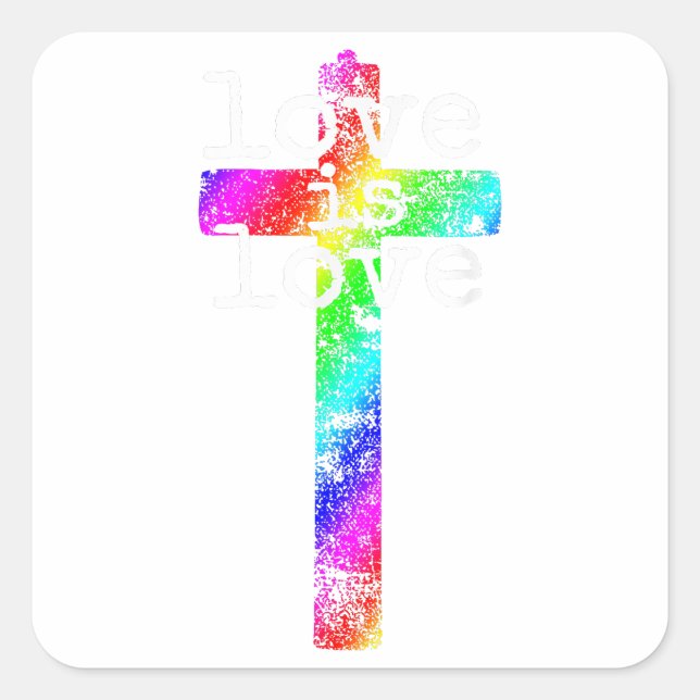 Gay Christian LGBT - Pride Cross God's Love  Square Sticker (Front)