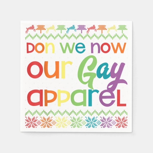 Gay Christmas Funny LGBT Don We Now Our Gay Appare Napkin (Front)