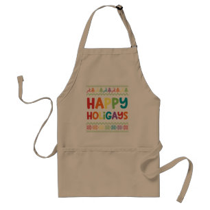 Gay Christmas Funny LGBT Happy Holigays Rainbow Standard Apron